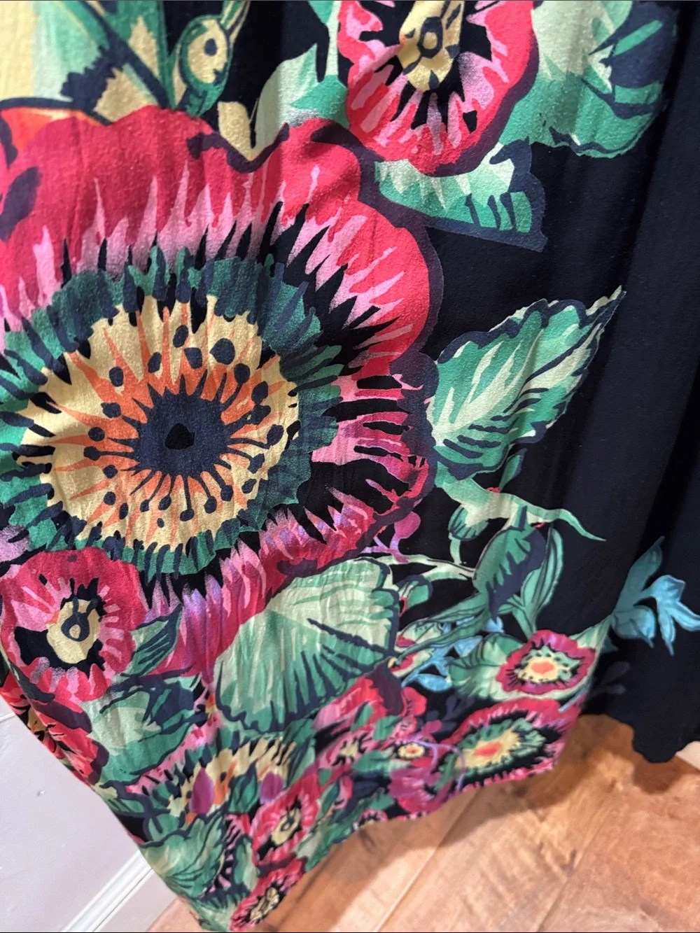 Desigual Black Floral V-neck Maxi Dress